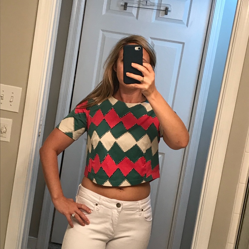 Boden - 💓💚 crop top with exposed zipper back EUC